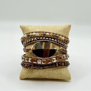 Brown Beaded Wrap Bracelet